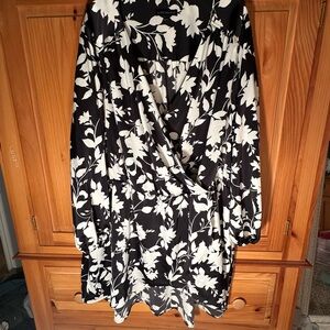 Black and White Floral Wrap Dress Lane Bryant